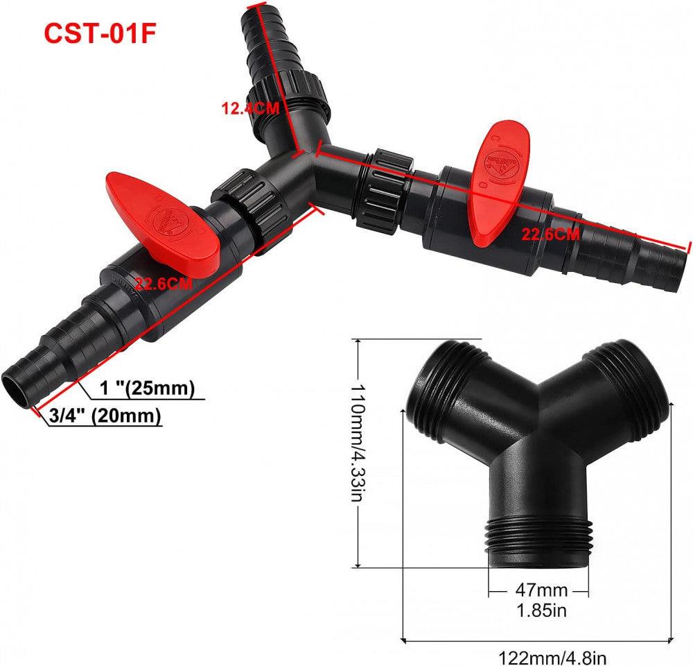 Y-Splitter Fúvóka 20/25 mm, 3-Utas Szelep Szabályozó Vízelosztó Tavakhoz és öntözéshez Újracsomagolt termék - Outlet24