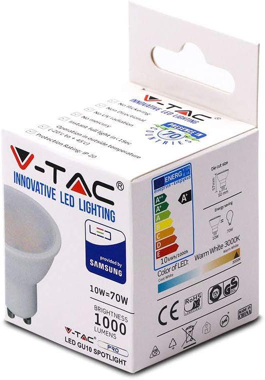 V-TAC LED Reflektor Samsung Chip GU10 10W, Meleg Fehér, Homályos Kivitel Újracsomagolt termék - Outlet24