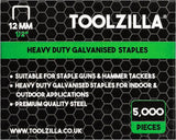 TOOLZILLA 5000 Erős Galvanizált Tűzőkapocs 12mm - Outlet24