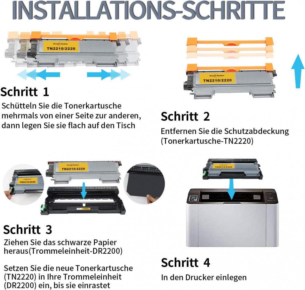 TN2220 (Fekete) & DR2200 Kompatibilis nyomtató dob és toner patronok Brother - Outlet24