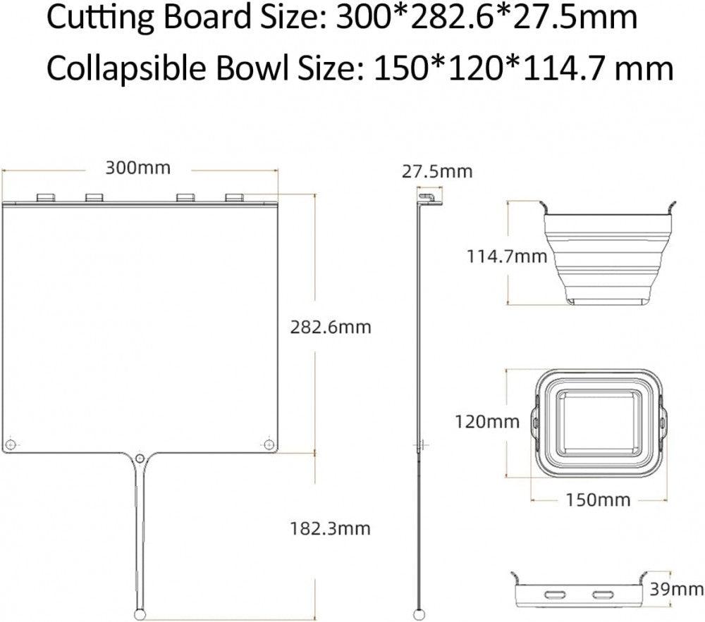 Szilikon Vágódeszka 2 db Tárolóval a szélén, Csúszásgátló Talpak, Mosogatógépben mosható 150 x 120 x 114.7 mm - Outlet24