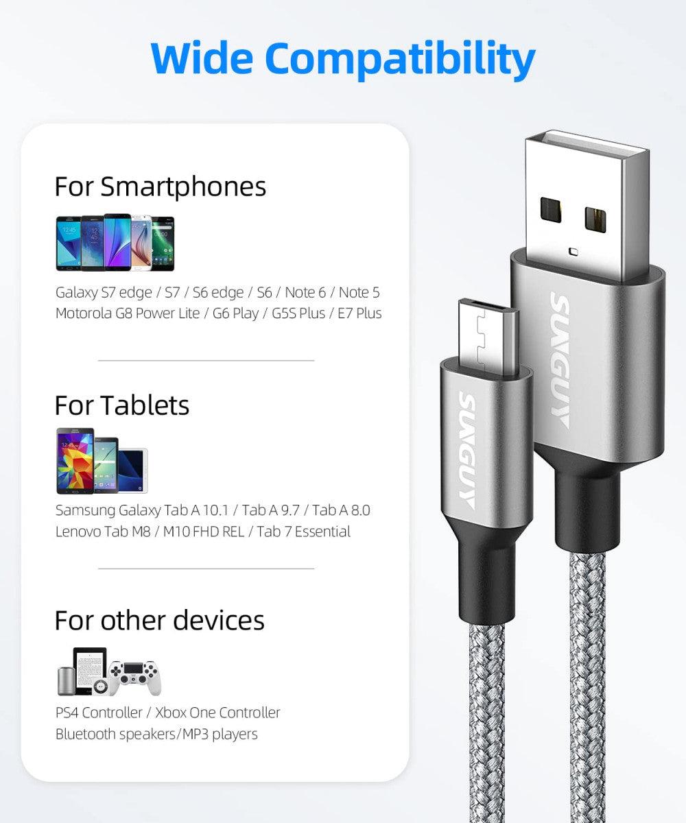 SUNGUY USB-A USB-Micro kábel, 1.5 méter, 3 darabos - Outlet24