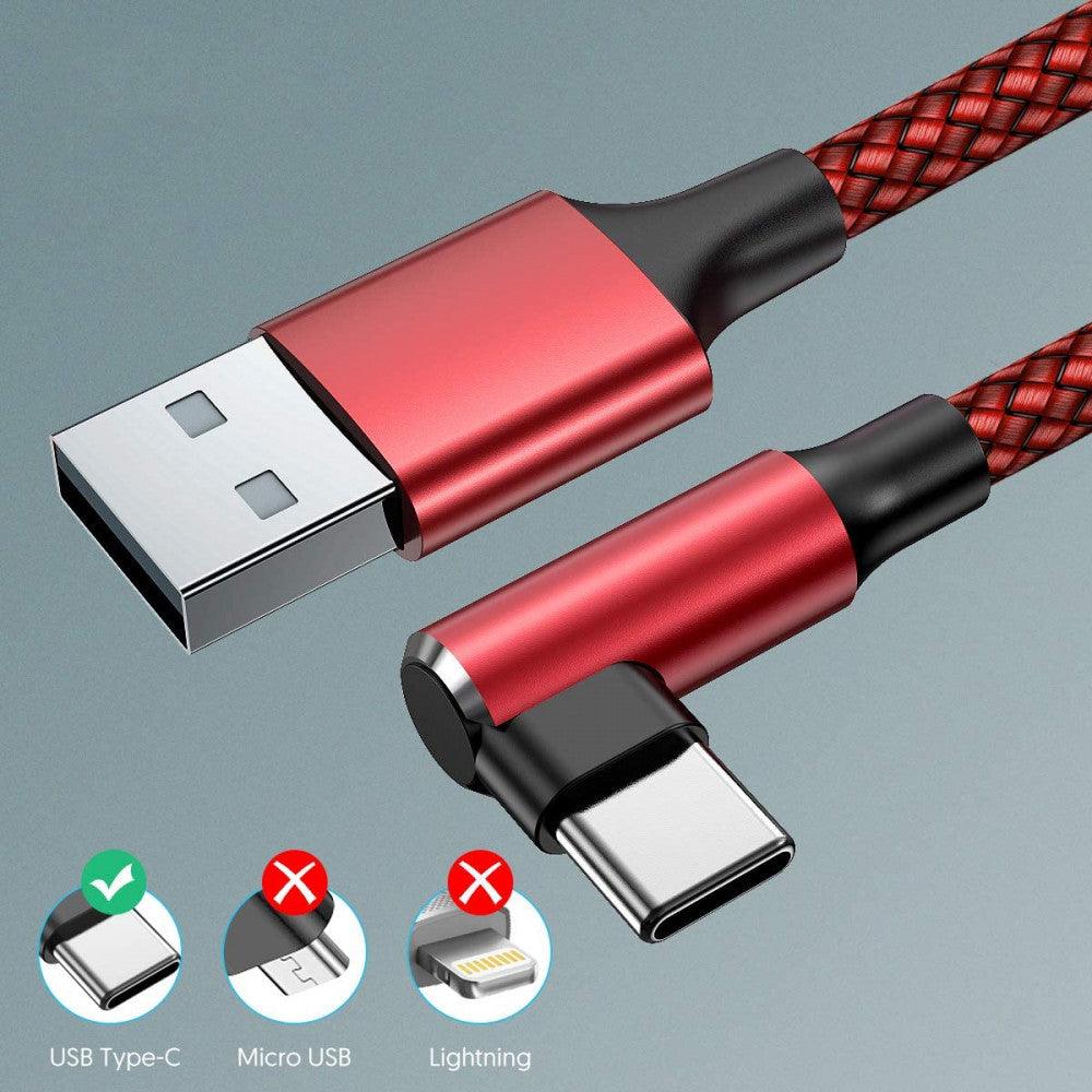 ZJXD Gyors Töltő USB C Kábel, Jobb Szögű, Szövött Nylon Samsung Galaxy, Huawei, HTC, LG, Moto G7 és Google Pixel Készülékekhez (3 Csomag 6FT) - Outlet24