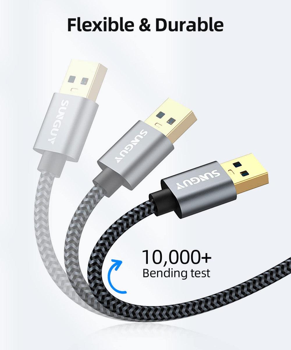 SUNGUY USB 3.0 Kábel, A Típusú Férfi-Férfi, 5 Gbit/s Adatátvitel, Nyomtatókhoz, Merevlemezekhez és Laptopokhoz (Szürke) - Outlet24