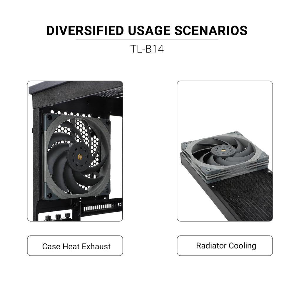 Thermalright TL-B14 140mm CPU Hűtőventilátor, Számítógépház Ventilátor, PWM Vezérlés, 1500RPM, Statikus-Nyomás Teljesítmény Ventilátor S-FDB Csapággyal (Szürke) Újracsomagolt termék - Outlet24