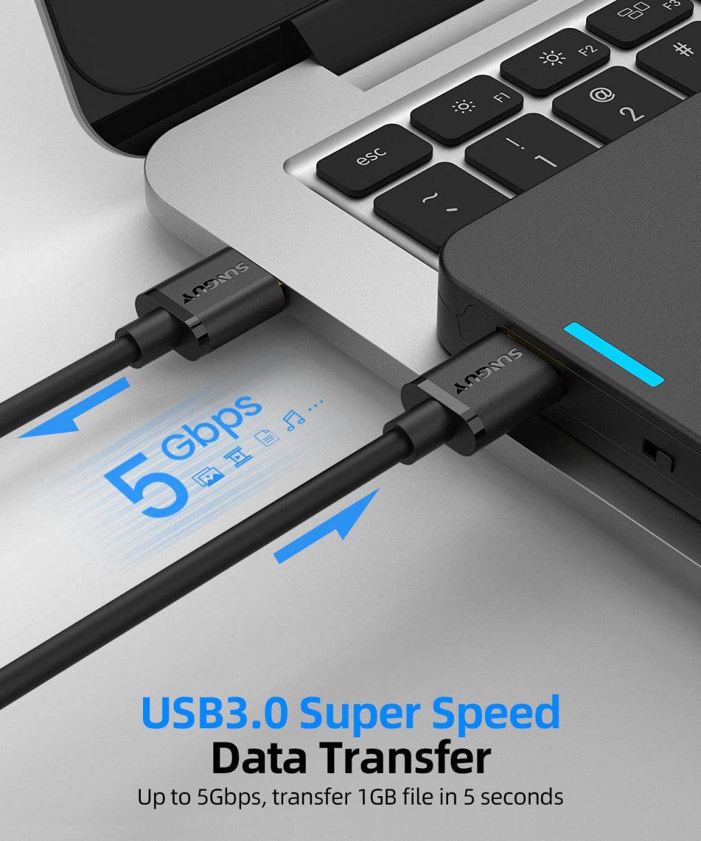 SUNGUY USB 3.0 Kábel, A Típusú csatlakozóval, 5Gbps Super Speed, HDD, DVD, Nyomtatóhoz és Laptopokhoz - Outlet24