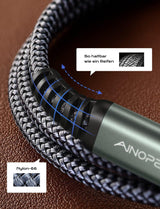 AINOPE Micro USB 3.0 merevlemez-kábel 0,5 m, [Új frissítés] USB Micro B-USB C kábel, Nylon fonott USB A/C dugó-Micro B - Újracsomagolt termék - Outlet24