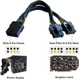 Amangny GPU VGA PCI-e 8 Pin Női - Dupla 8(6+2) Pin Férfi Adapter Szövött Huzalos Elágazó Tápkábel Újracsomagolt termék - Outlet24