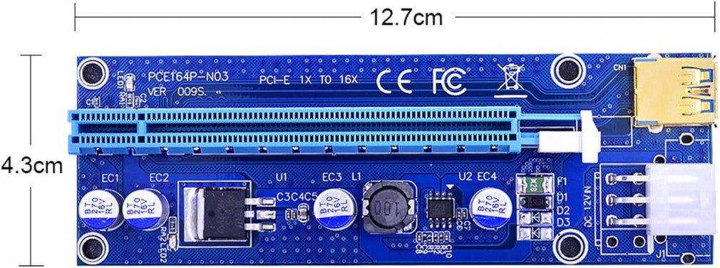 APKLVSR PCI-E Riser Adapter, USB 3.0 kábel, LED Grafikus Bővítés Kriptovaluta Bányászathoz - Outlet24