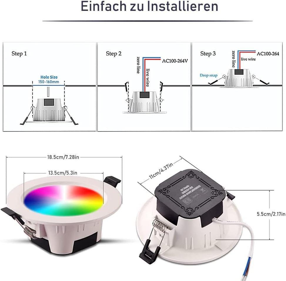 Bluetooth LED beépíthető okos spotlámpa szett, 230 V, RGBW CCT (2700 K ) - Outlet24