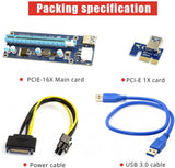 Cablecc PCI-E 1x-16x Bányászgép Erősített Kiterjesztő Riser Adapter USB 3.0 & SATA Tápkábellel - Outlet24