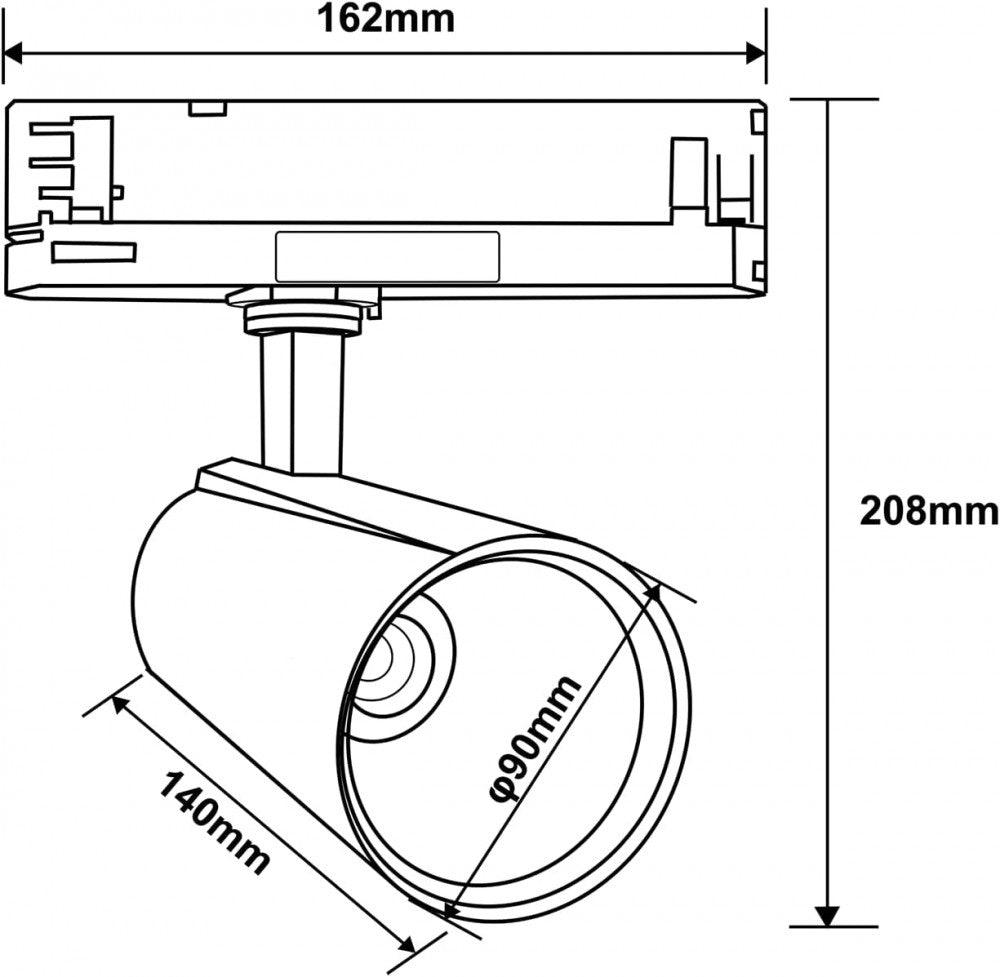 LED spotlámpa 30 W-os sínes spotlámpa 3 fázisú áramsínekhez 2800 lm Meleg fehér 3000 K - Outlet24