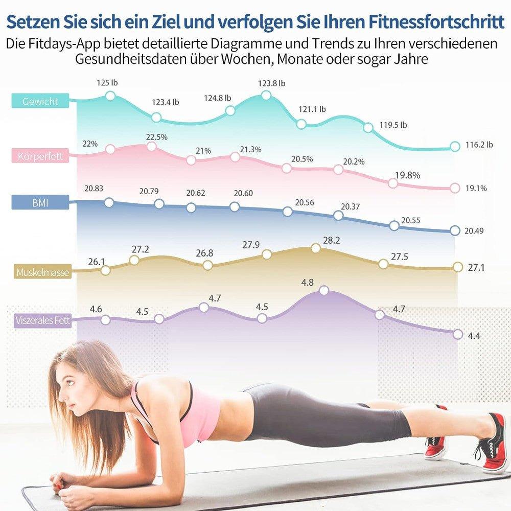 Lepulse Lescale F5 digitális intelligens mérleg testzsírral és izomtömeggel, iOS/Android német alkalmazással, 180 kg-ig - Újracsomagolt termék - Outlet24