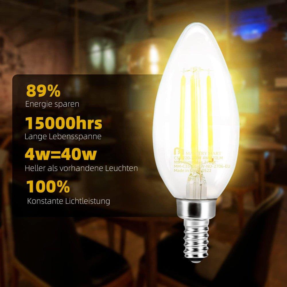 Mastery Mart E14 LED Gyertyaizzó 4,5W C35 Dimmelhető Edison Csavaros Vintage Izzó 2700K - Outlet24