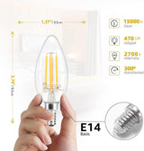 Mastery Mart E14 LED Gyertyaizzó 4,5W C35 Dimmelhető Edison Csavaros Vintage Izzó 2700K - Outlet24