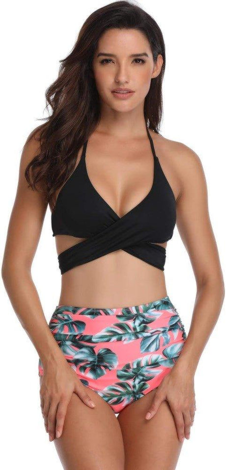 NC Damen Magas Derék Bikini Szett, Szexi Strandfürdőruha, Halter Tankini - Outlet24