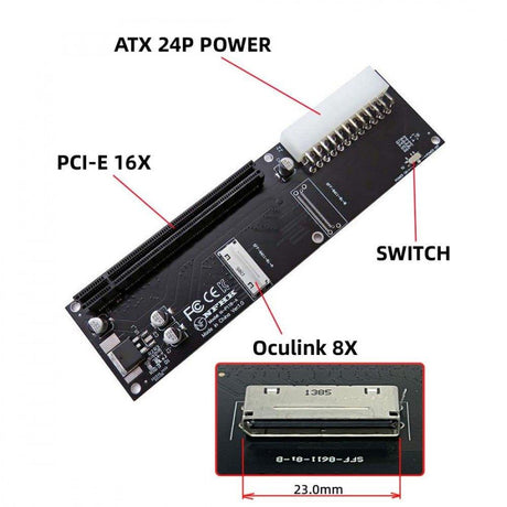 Oculink SFF-8612 8X - PCIe X16 Adapter ATX 24 Pin Táppal - Outlet24