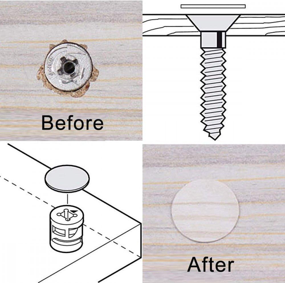 Öntapadós Bútorfedő Kupakok, PVC Csavarfedők, 21mm Átmérőjű, 162 darabos csomag - Outlet24