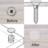 Öntapadós Bútorfedő Kupakok, PVC Csavarfedők, 21mm Átmérőjű, 162 darabos csomag - Outlet24