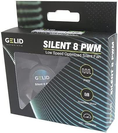 Gelid Solutions Silent 8 PWM fekete tokos ventilátor 80mm-4 tűs csendes működés-80x80x25mm