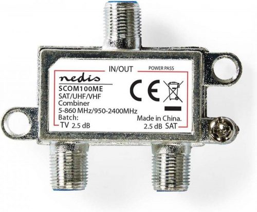 Nedis SCOM100ME Műholdas Soft 2 az 1-ben F csatlakozó VHF/UHF: 5 – 860 MHz Műhold: 950 –