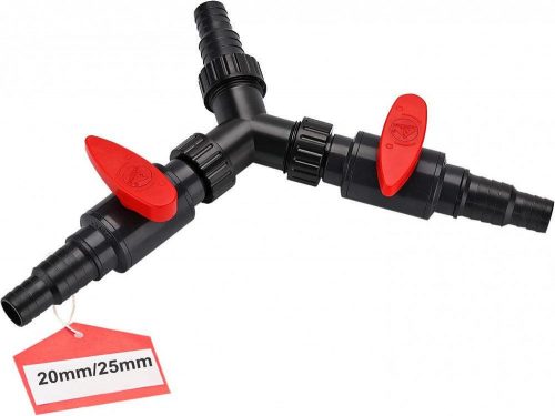 Y-Splitter Fúvóka 20/25 mm, 3-Utas Szelep Szabályozó Vízelosztó Tavakhoz és öntözéshez Újracsomagolt termék