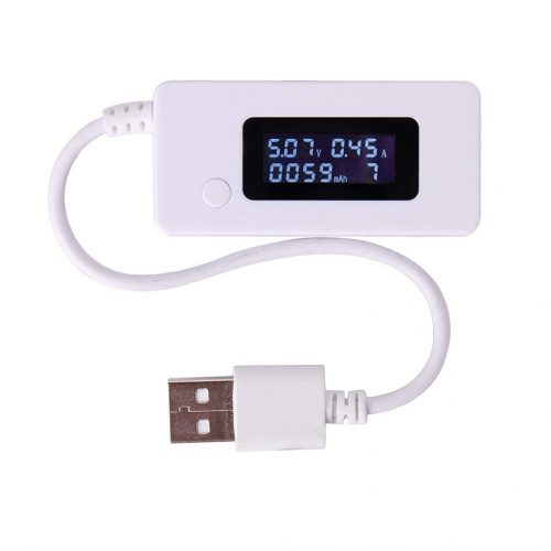 Arceli USB töltő teszter - LCD kijelzős feszültség- és árammérő, fehér