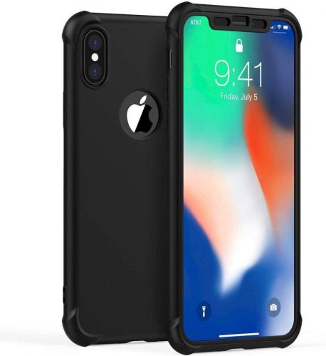 iPhone X / XS Szilikon Tok + 2 db Kijelzővédő Üvegfólia (Fekete)