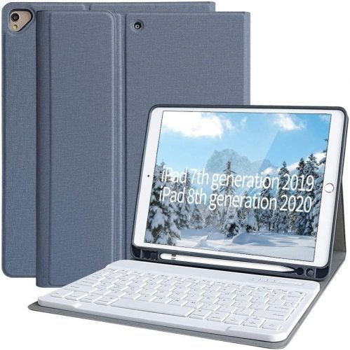 iPad 10.2 Bluetooth billentyűzetes tok - KBCASE spanyol kiosztású, levehető, 9./8./7. generációhoz