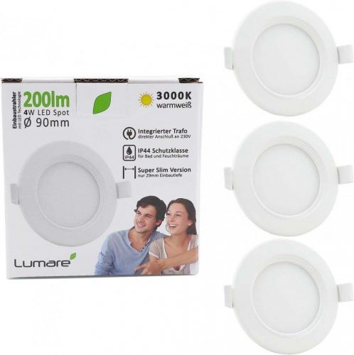 LED Ultra-Flat Beépíthető Spotlámpa, Mini Vékony Mennyezeti Fények Meleg Fehérben, 3 darabos készlet - Újracsomagolt termék