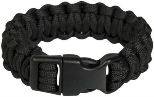 Paracord Túlélő Karkötő, 24,5 cm hosszú 2,2 cm széles, Fekete