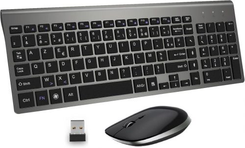 GALENMORO Csendes Vezeték Nélküli Billentyűzet és Egér Szett - Fekete, Ergonomikus, PC/Laptop Kompatibilis AZERTY kiosztás