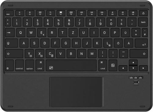 Emetok német QWERTZ Bluetooth billentyűzet trackpaddal iPadhez, fekete