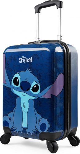 Disney Stitch Sötétkék Gyermek Bőrönd Kerekekkel - 28L Kisméretű Kemény Utazókoffer