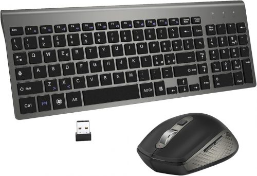 Olasz QWERTY vezeték nélküli billentyűzet és egér szett, ergonomikus, Windows/PC/Laptop