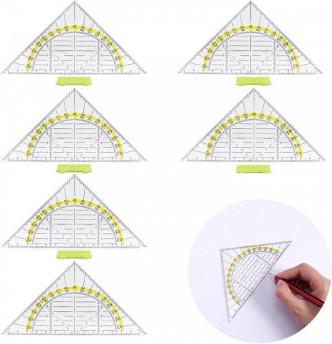 6 darabos Geometriai háromszög szett, átlátszó rugalmas vonalzó rajzoláshoz, diákoknak és tervezőknek