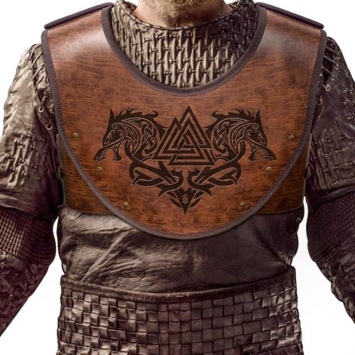 HiiFeuer Fenrir Vegvisir Viking Mellvért - Prégeléses PU Bőr LARP Páncél