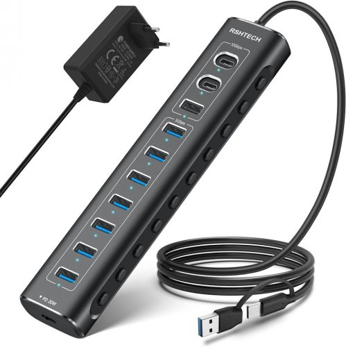 RSHTECH 11 portos USB-C hub 60W tápegységgel, 20W PD és 10Gbps átvitellel