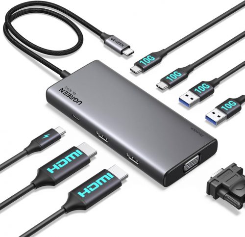 UGREEN Revodok 308 USB-C Hub 8 az 1-ben, 4K HDMI, VGA, MacBook kompatibilis